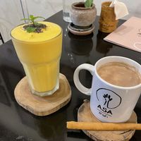 Mango lassi and hot masala chai  at Asa Vegan Kitchen and Studio in Chiang Mai