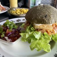 Jackfruit and spinach burger   at Asa Vegan Kitchen and Studio in Chiang Mai