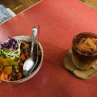 BBQ Mushroom Bowl & Pistachio Latte at Asa Vegan Kitchen and Studio in Chiang Mai