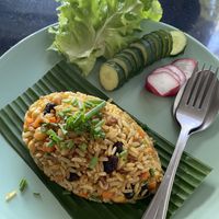 pineapple fried rice (quite small for the price) was very yummy!  at Asa Vegan Kitchen and Studio in Chiang Mai