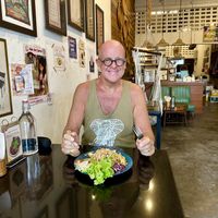 Enjoying the food and the ambience !  at Asa Vegan Kitchen and Studio in Chiang Mai
