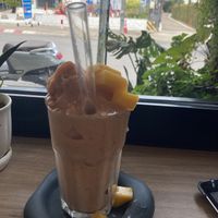 Strawberry mango banana smoothie  at Asa Vegan Kitchen and Studio in Chiang Mai