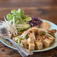 Pad Thai with plum sauce and tofu  at Asa Vegan Kitchen and Studio in Chiang Mai