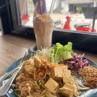 Tofu pad Thai with plum sauce  at Asa Vegan Kitchen and Studio in Chiang Mai