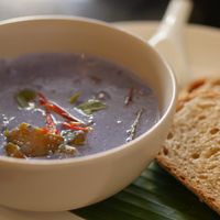 Curry with bread at Asa Vegan Kitchen and Studio in Chiang Mai