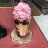 Peanut butter and strawberry shake  at Asa Vegan Kitchen and Studio in Chiang Mai