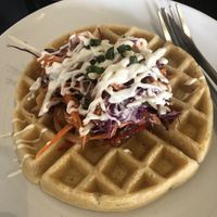 BBQ mushroom waffle at Asa Vegan Kitchen and Studio in Chiang Mai