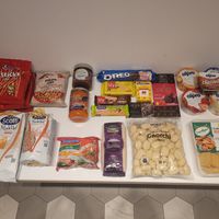 'Nacho' chips (lower left), roasted corn, gnocchi, chicken nuggets, Zacuscā, Alpro pudding/yoghurts, Heidi espresso chocolate: FANTASTIC. Cremlor choc hazelnut spread is average. at Mega Image - General Gheorghe Magheru in Bucharest