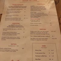 Menu at Rise in Bridport