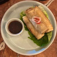 Jackfruit ‘duck’ spring rolls amazing   at Neon Palms in Seminyak