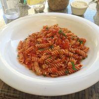 Fusilli with "spicy" sauce which wasn't actually spicy. at Tate Cafe Bar in Vittoriosa