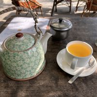 Pot of mint tea at Flying Spirit Organic Kitchen in Pokhara