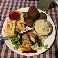 Falafel plate, very good  at Flying Spirit Organic Kitchen in Pokhara