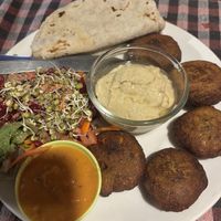 Felafel plate  at Flying Spirit Organic Kitchen in Pokhara