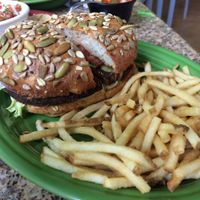 soy veggie burger is huge! at Pura Vida in Mazatlan