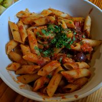Penne arrabbiata at Eish & Malh in Cairo