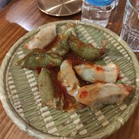 Gyozas de verdura (solo los verdes) at 127 Taipei Bar in Madrid