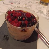 Chocolate mousse with fruits at Pizzeria Piola in Treviso