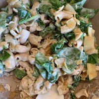 Mac and cheese! I believe it is lentil pasta (that’s what it tasted like I’m not sure ask when you order) at Plantz Cafe in Dracut