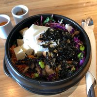 The Too Darn Hot stone bowl, with tofu.  at Tribe Organic - Solana Center in Beijing