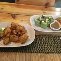 Spicy cauliflower bites and the fresh spring rolls!  at Taste from Heaven in Chiang Mai