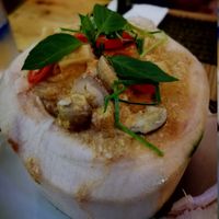 Steam Tofu Curry in coconut shell at Taste from Heaven in Chiang Mai