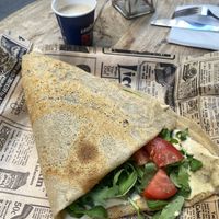 Delicious hummus galette  at Couleur Café in Barcelona