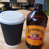 Ginger beer and hot cocoa at Falafel Corner in Cardiff