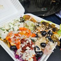 Vegan platter (+ feta) at Falafel Corner in Cardiff