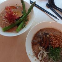 Spicy Miso ramen, Creamy shio ramen at Vegan Ramen Shop - Mokotów in Warsaw