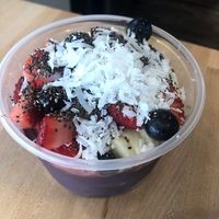Berries with banana blueberry strawberry and coconut shred , chiaseed at SoBol in East Meadow