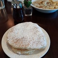 Pancakes and Tempeh Biscuits and Gravy at Honey B's in Frankenmuth