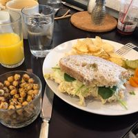 Artichoke sandwich with vegan mayo was amazing! With the herbed chickpeas at Honey B's in Frankenmuth