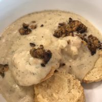 Herb tempeh biscuits and gravy at Honey B's in Frankenmuth