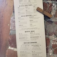 Menu at Restoration Cafe in Manchester