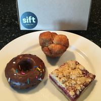 Double Chocolate Donut (super chocolaty),  Monkey Bread (nice & gooey), Raspberry Bar (pleasingly tangy). at Sift Gluten Free in Minneapolis