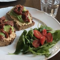 Crunchy bread with hummus, avocado and dry tomatoes  at Vila Machů in Koprivnice