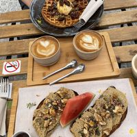 Waffle w/ burrata and humus Bread  at Parcería - Culto Al Cafè in Sevilla