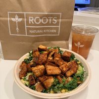 I got the BBQ tofu for protein. Chefs kiss 😘  at Roots Natural Kitchen in Richmond
