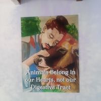 Posters are available of Earthling Ed, hugging a bovine sister. 775-460-3969. Massages, colonics, full RV pedestal hookups, and great organic vegan meals here too! Call Linda at Divine Grace Healing Retreats in Reno