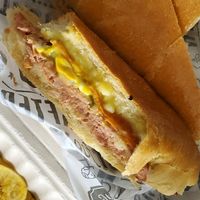 Cubano sandwich with plantain chips at Vegan Cuban Cuisine in Miami
