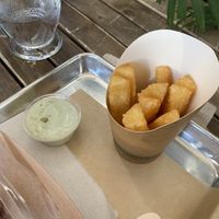 Yucca fries with dipping sauce  at Vegan Cuban Cuisine in Miami