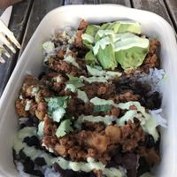 Vegan picadillo with black beans and rice.  at Vegan Cuban Cuisine in Miami