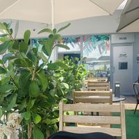 Outside seating in a parking lot  at Vegan Cuban Cuisine in Miami