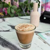 Cortadito with oatmilk and cinnamon topper at Vegan Cuban Cuisine in Miami