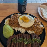 Vegan Cuban Steak protein plate at Vegan Cuban Cuisine in Miami
