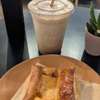 Guava pastry and iced coffee at Vegan Cuban Cuisine in Miami