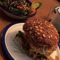 Burger with salad at KUHnstWERK in Hannover