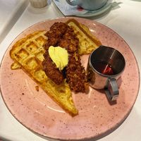 Waffles with fried chicken   at Deer Mama in Amsterdam
