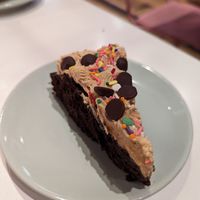 Peanut butter chocolate brownie cake at Deer Mama in Amsterdam